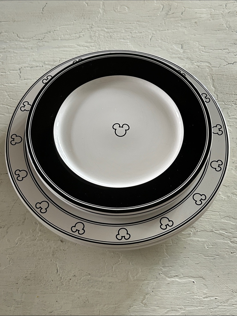 Disney Black & White Mickey Motif Dinnerware